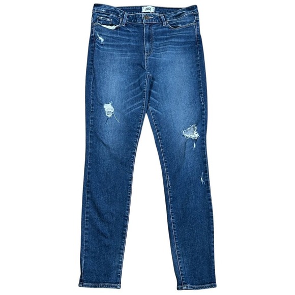 PAIGE Distressed Blue Denim Jeans Stylish Casual Wear Women's Size 32 - Picture 2 of 6